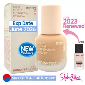 [INNISFREE] Легкая тональная основа, 30 мл (SPF20/PA++) #17N Ivory