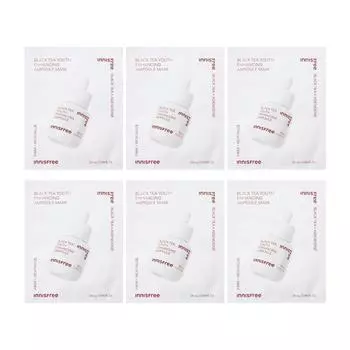 Innisfree Маска-ампула Black Tea Youth Enhancing 28 мл 6 листов, корейская косметика