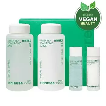 Innisfree New Green Tea Набор для ухода за кожей с гиалуроновой кислотой, популярная корейская косметика
