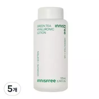 Innisfree New Green Tea, увлажняющий лосьон с гиалуроновой кислотой, 170 мл, 5 шт.