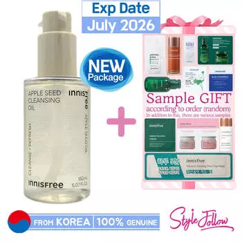 [INNISFREE] Очищающее масло яблочных семян 150 мл 1pc + Sample Gifts