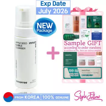 [INNISFREE] Очищающее средство с пузырьками из яблочных семян 150 мл 1pc + Sample Gifts