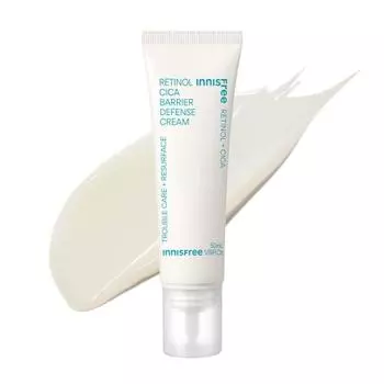 Innisfree Retinol Cica Defense Cream 50 мл. Подлинный гипоаллергенный крем для чувствительной кожи с ретинолом. Чистый ретинол для начинающих. Уход за проблемной кожей. Увлажняющий ретинол.