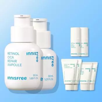 Innisfree Retinol Cica Trace Ampoule 50 мл + Retinol Cica Trace Ampoule 30 мл + Дорожный набор, корейская косметика
