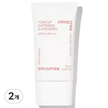 Innisfree Солнцезащитный крем Tone-Up Watering SPF50+ PA++++, 2 шт., 60 мл