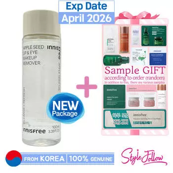 [INNISFREE] Средство для снятия макияжа с губ и глаз с семенами яблока, 100 мл 1pc + Sample Gifts