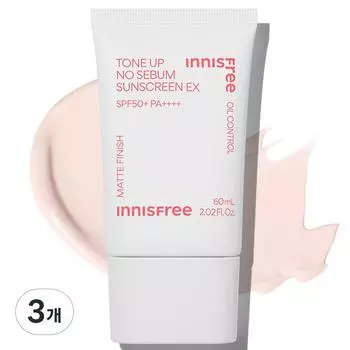 Innisfree Tone-Up No-Sebum Sunscreen EX SPF50+ PA++++, 3 pieces, 60ml