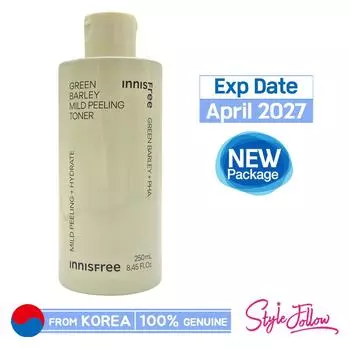 [INNISFREE] Тоник-пилинг Green Barley Mild Peeling Toner 250 мл 1pc + Sample Gifts