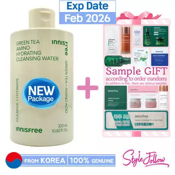[INNISFREE] Увлажняющая очищающая вода с аминокислотами зеленого чая, 320 мл 1pc + Sample Gifts