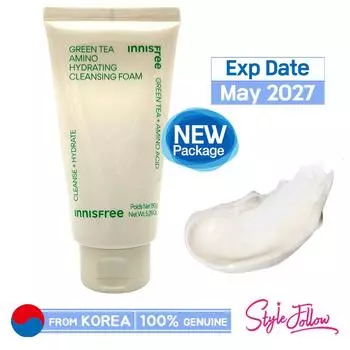 [INNISFREE] Увлажняющая пенка для умывания с зеленым чаем и аминокислотами 150 г 1pc + Sample Gifts