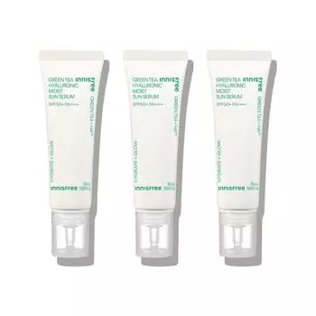 Innisfree Увлажняющая солнцезащитная сыворотка Green Tea Hyaluronic Acid SPF50+ PA++++ 50 мл, 3 шт., Корейская косметика