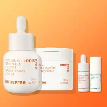 Innisfree Vita C 2 piece set Vita C Green Tea Enzyme Blemish Toning Serum 30mL + Vitacc Green Tea Enzyme Blemish Toning Pad 60 sheets