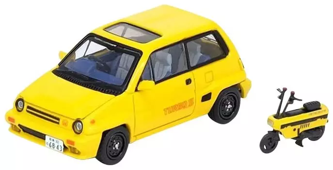 Inno Models Honda City Turbo II Yellow MOTOCOMPO входит в комплект Готовый продукт 1/64 IN64-CITYII-YL