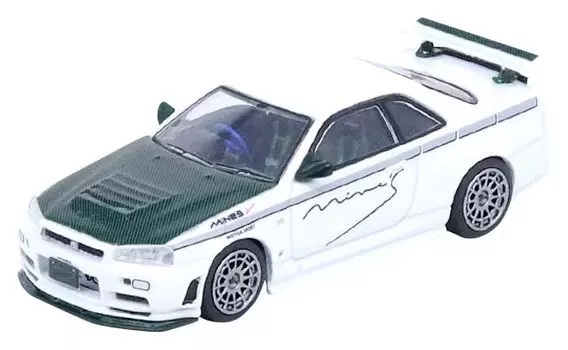 Inno Models Nissan Skyline NISMO MINES Green Carbon Bonnet Finished Product 1/64 GT-R (R34) R-Tune зелёный