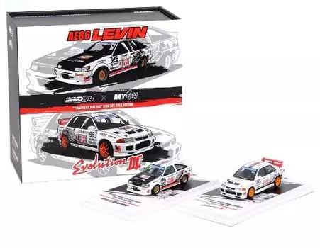 Inno Models Toyota Corolla AE86 Levin TRACKERS RACING Mitsubishi Lancer Evolution III TRACKERZ RACING Box Set Completed Product 1/64 &