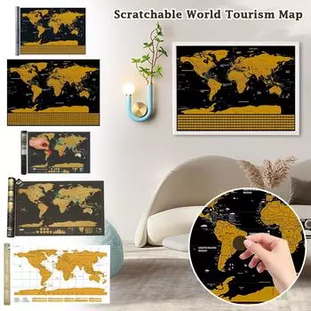 InnovativeMap Скретч-карта мира и карта США класса люкс — в комплект входят полный набор аксессуаров и флаги — эксклюзивный подарок на стену One Size