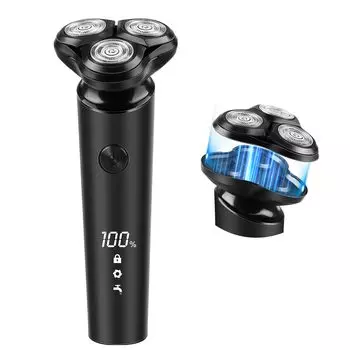 Инновационная электрическая вращающаяся 2-уровневая электрическая бритва с низким уровнем защиты IPX7 для сухого и влажного бритья с блокировкой уровня батареи [модель 2024 года] Бритва для мужчин