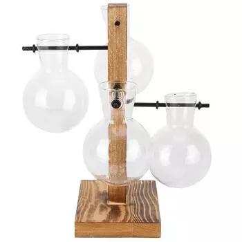 Инновационная гидропонная ваза с деревянной подставкой, прозрачная настольная ваза для цветов для дома