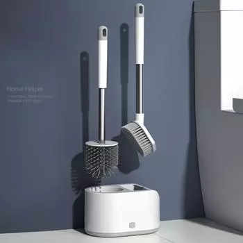Инновационная щетка для унитаза без мертвых углов с длинной ручкой, для домашнего использования, щетка для унитаза с мягкой щетиной, набор для чистки ванной комнаты One Drag Two, без мертвых углов Floor standing