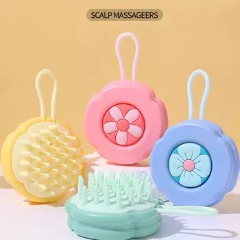 Инновационная силиконовая щетка для мытья головы и волос синий