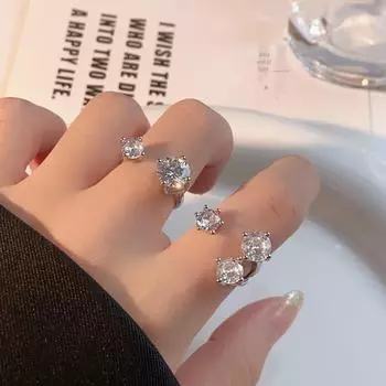 Инновационное асимметричное кольцо с бриллиантовым индексом — элегантный, универсальный, высококачественный дизайн для женщин Two zircon star ring