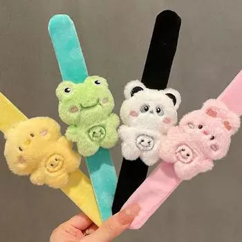 Инновационный плюшевый браслет-кролик, мультяшная маленькая панда, лягушка, забавный поп-круг, праздничный наряд, детский подарок