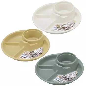 INOMATA BBQ Круглый поднос для еды, можно мыть в посудомоечной машине, не содержит BPA, слоновая кость/бежевый/мятный мятный