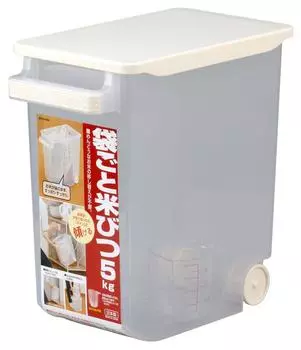 Inomata Chemical Rice Rice Bottle with Measuring Cup 5Kg Bottle, Bag, Included,