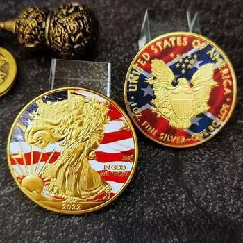 Иностранная памятная монета Американская Статуя Свободы 2012-2024 гг. Многолетняя цветная рельефная памятная медаль 2024 золотой