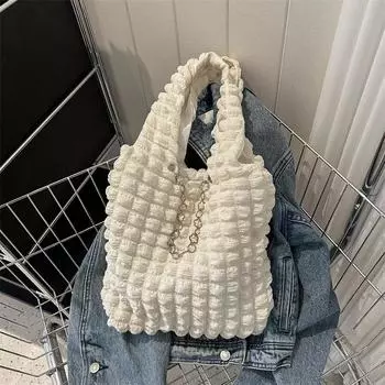 Иностранный газовый пузырь облако 2024 весна новая корейская версия мода плечо подмышка сумка повседневная простая студенческая сумочка белый