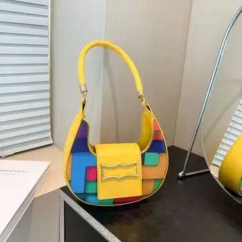 Иностранный стиль 2024 года, лето, новый тренд, мода для девушек, повседневная, индивидуальный тренд, простая текстура, дизайн, сумка через плечо в форме полумесяца чёрный