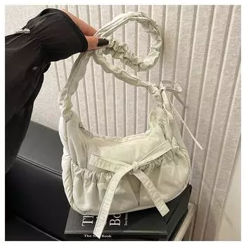 Иностранный стиль корейская версия повседневной повседневной универсальной индивидуальной простой модной плиссированной сумки через плечо для женщин белый
