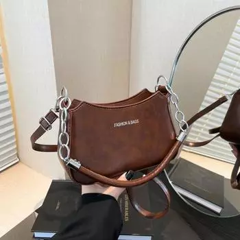 Иностранный стиль Повседневная популярная модная сумка Ретро личность Нишевый дизайн Эстетическая сумка через плечо в форме полумесяца красный