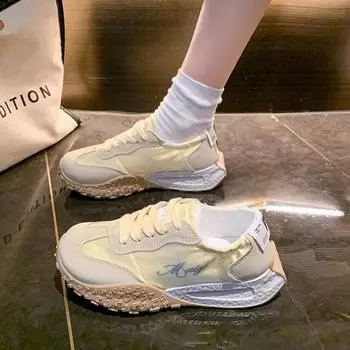 Иностранный стиль, тонкие и универсальные женские туфли для пап, новые женские туфли весны и осени 2025 года, повседневные спортивные кроссовки для бега для женщин 35 серебряный