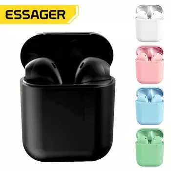 InPods i12 Bluetooth Наушники 5.0 Беспроводные наушники Спортивная гарнитура с микрофоном чёрный