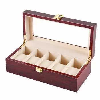 Inputer Watch Storage 5 Watch Storage Birthday Wooden Over the Luxury Collection Watch Respect for the Aged Gift Совместимость Casio CASIO Citizen серый