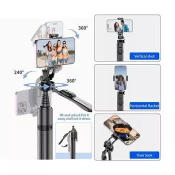 INRAM-C08 Палка для селфи, складная, мини-штатив для фотосъемки в реальном времени с заполняющей подсветкой, беспроводной дистанционный затвор с Bluetooth, портативный