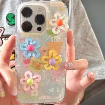 Ins 3d рельефный цветок кот милый мультяшный чехол для телефона с бабочкой и клубникой для Iphone 11 12 13 Promax 14 Pro Max Imd Happy Cover Capa For iphone 12promax
