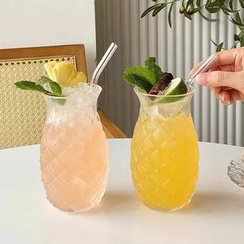 Ins 480ml Pineapple Shaped Cocktail Glasses Durable Heat-resistant Wine Glass Cup For Home Bar Party Transparent Juice Glass As shown