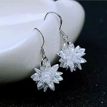INS 999 Sterling Silver Anti-Allergy Women s Crystal Earrings Ice 999 Sterling Silver Edition