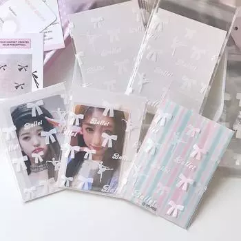 Ins Ballet Style Pocard Protector Kpop Самоклеящиеся сумки Opp с бантом и принтом чистый