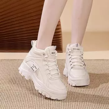 ins бархатные туфли для папы женские зимние новые студенческие универсальные теплые высокие туфли корейская версия хлопковые туфли TA 35 бежевый