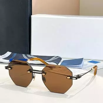 Ins без оправы полигональные солнцезащитные очки ручной работы из сплава High Street дизайнерские брендовые мужские классические очки Uv400 для активного отдыха золото серебряные очки As pictures