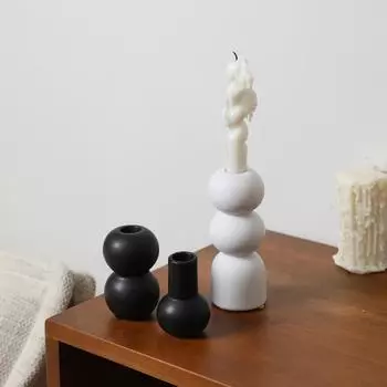 ins black and white ceramic candle holder ornaments medieval style candle holder home living room desktop soft decoration HP842-1W White Candle Holder