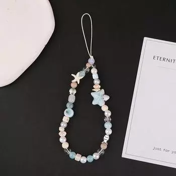 Ins Blue Star Seashell бисерный ремешок для телефона милый брелок с подвесками в виде цветка для телефона брелок для женщин и девушек сумка кулон для телефона чехол