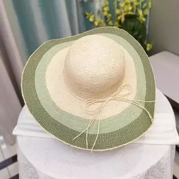 Ins Bohemia Holiday Summer UV Protection Полосатая трава Защита от солнца с широкими полями Женская шляпа от солнца Женская кепка для отдыха head size 57cm