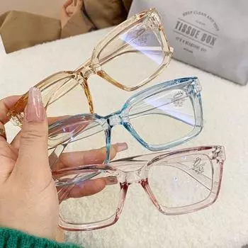 Ins Большие квадратные очки Плоские легкие очки Прозрачные очки Красивые очки для близорукости