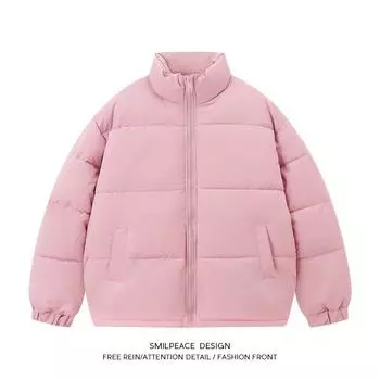 INS bread зимнее короткое утолщенное новое пальто на хлопковой подкладке большого размера свободная куртка с воротником-стойкой на хлопковой подкладке куртка на хлопковой подкладке S 80-47.5 kg бежевый