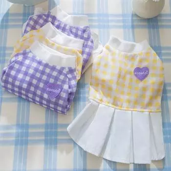 INS Cat Весна/Лето Любовь Шахматная теннисная одежда Собака Пара Топ Юбка Одежда для домашних животных Платья для собак для маленьких собак Одежда для щенков XS