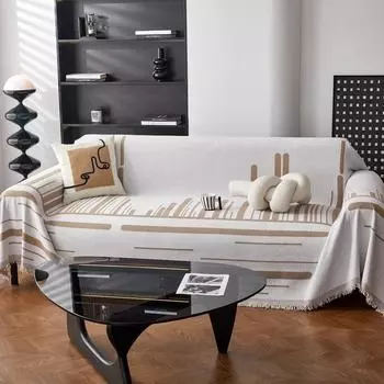 Ins Chenille Sofa Towel Dust-proof Sofa Cover Cloth Universal for All Seasons Modern Striped Breathable Non-slip 180*130cm